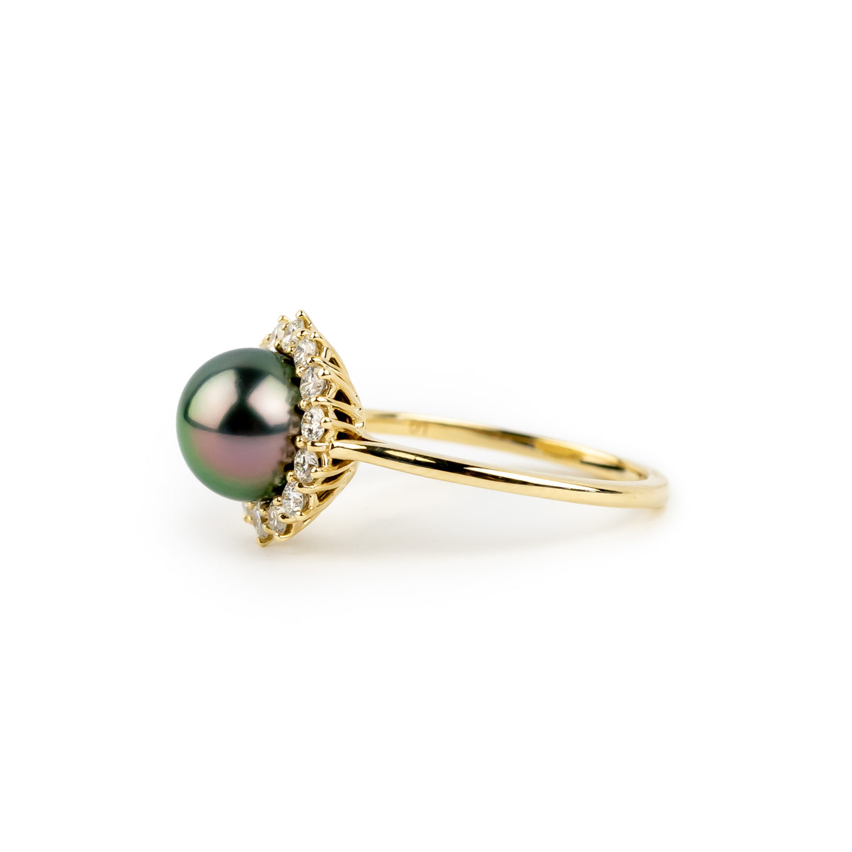 Tahitian Pearl & Diamond Soleil Ring on 14K Yellow Gold