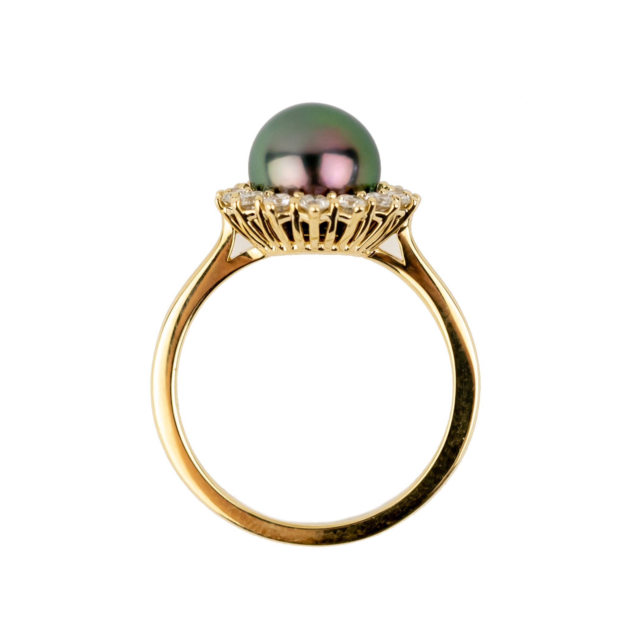 Tahitian Pearl & Diamond Soleil Ring on 14K Yellow Gold
