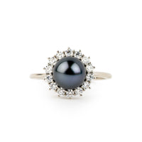 Tahitian Pearl & Diamond Soleil Ring on 14K White Gold