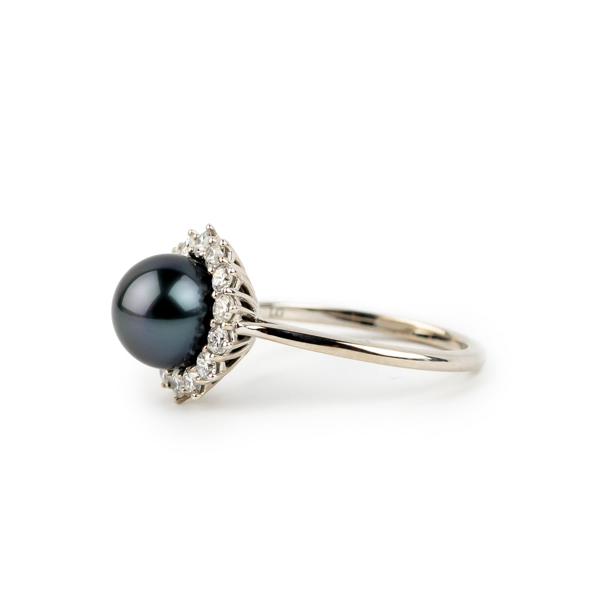 Tahitian Pearl & Diamond Soleil Ring on 14K White Gold