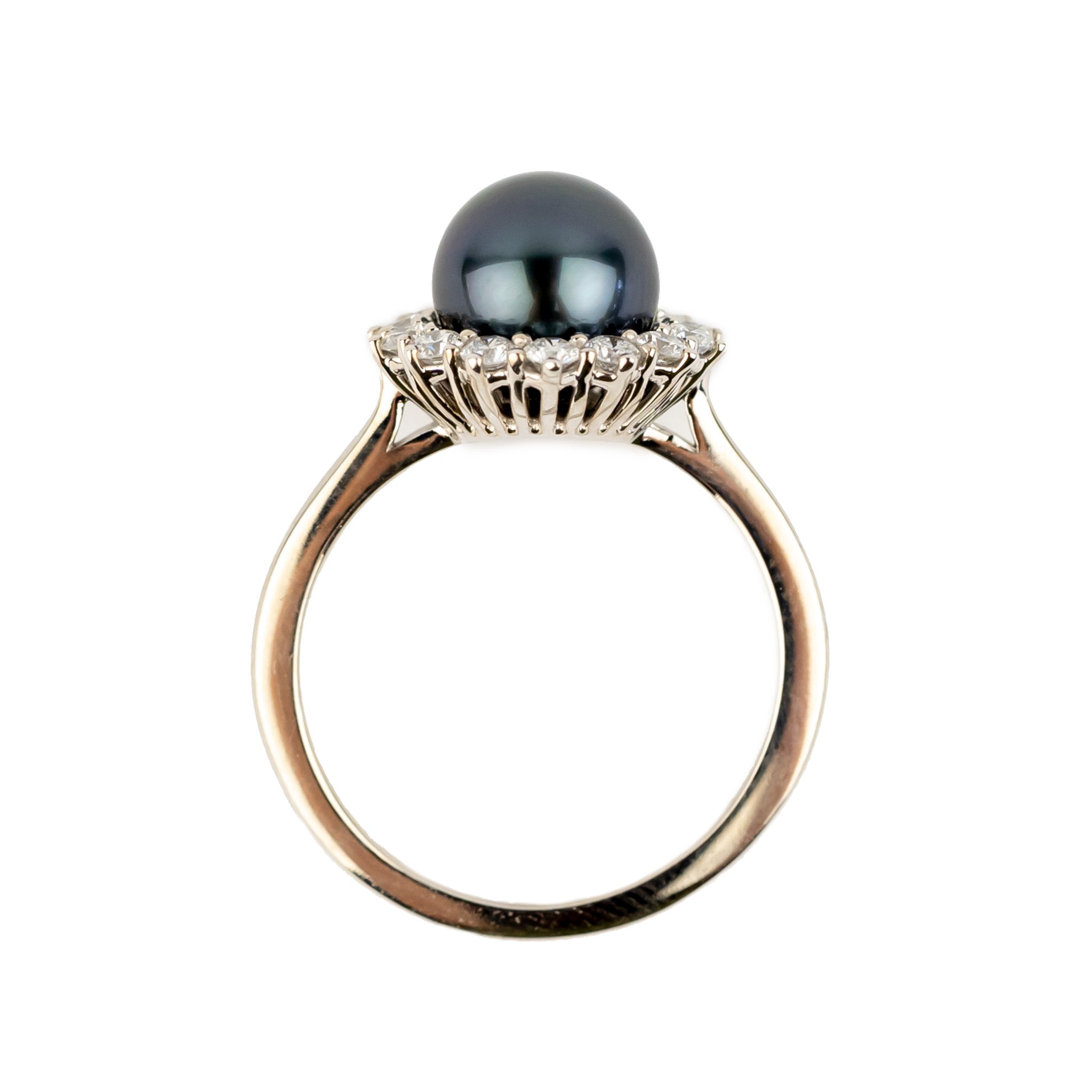 Tahitian Pearl & Diamond Soleil Ring on 14K White Gold