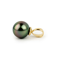 Twilight Rainbow 10.2mm Tahitian Pearl Pendant on 14k Yellow Gold