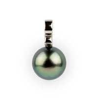 Peacock Green 10mm Tahitian Pearl Infinity Pendant on 14K White Gold