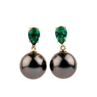 Tahitian Pearl & Emerald Sirène Earrings