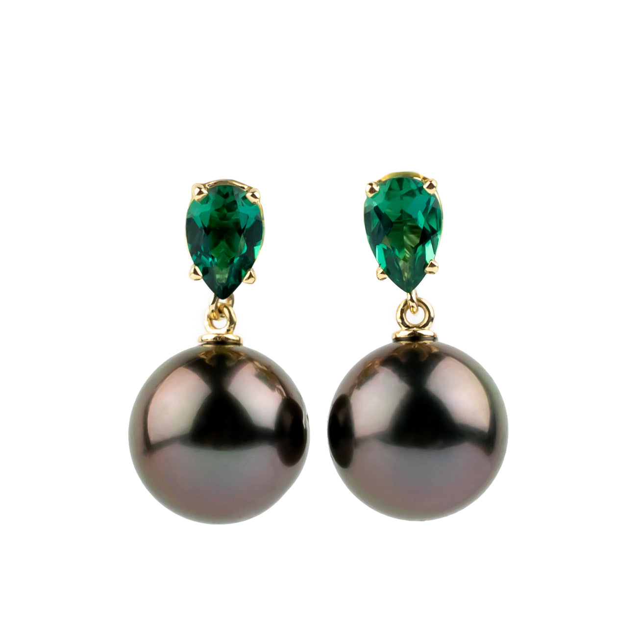 Tahitian Pearl & Emerald Sirène Earrings