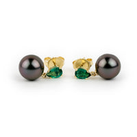 Tahitian Pearl & Emerald Sirène Earrings