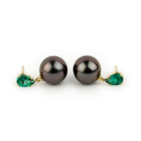 Tahitian Pearl & Emerald Sirène Earrings