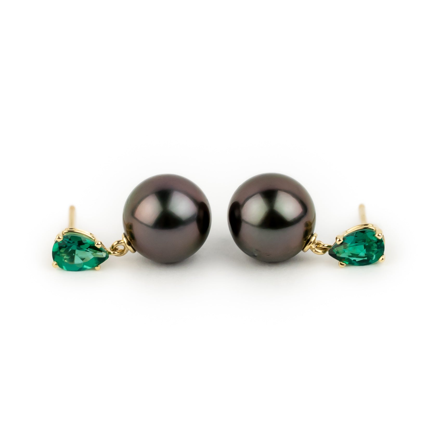 Tahitian Pearl & Emerald Sirène Earrings