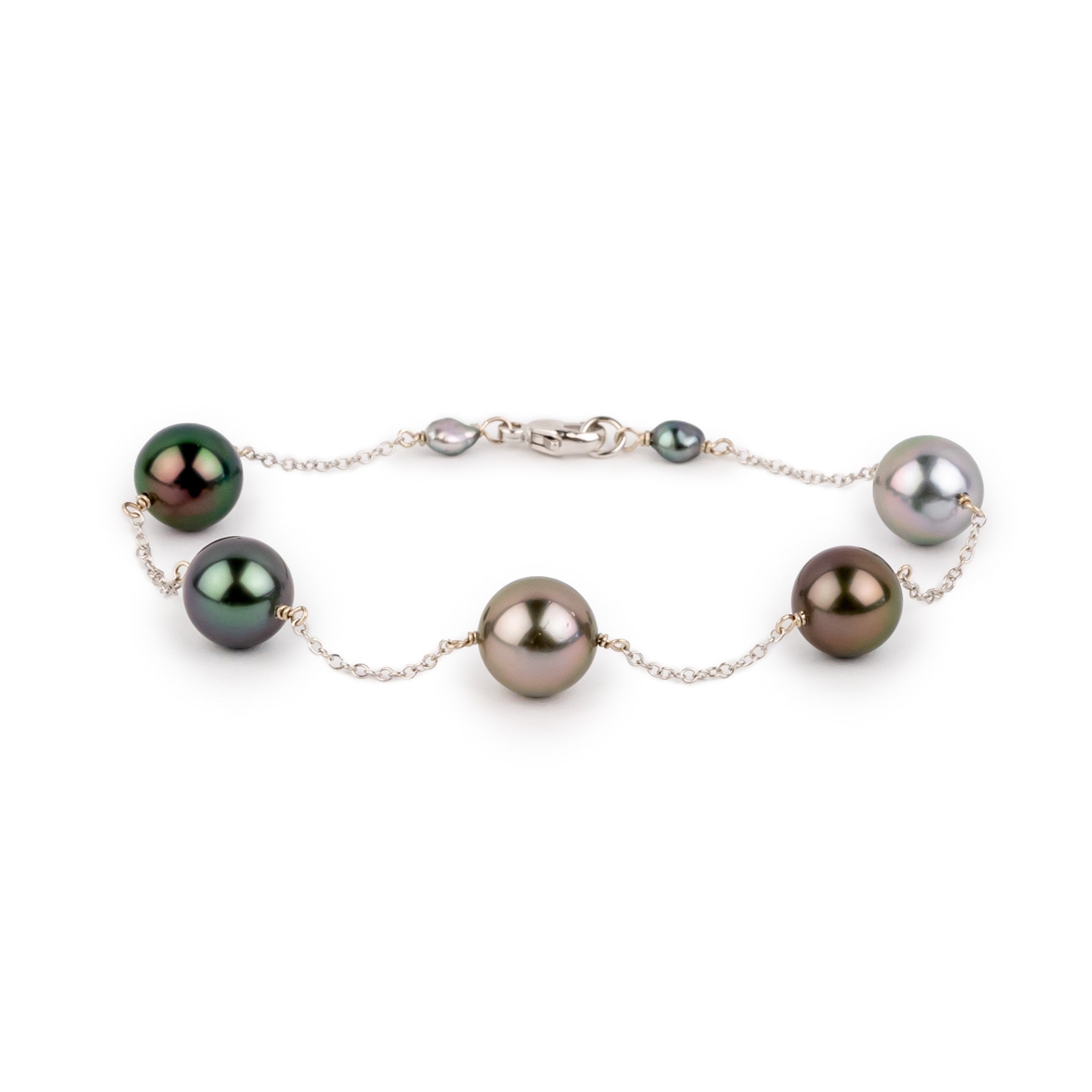 Precious Pinks Tahitian Pearl Tin Cup Bracelet on 14k White Gold