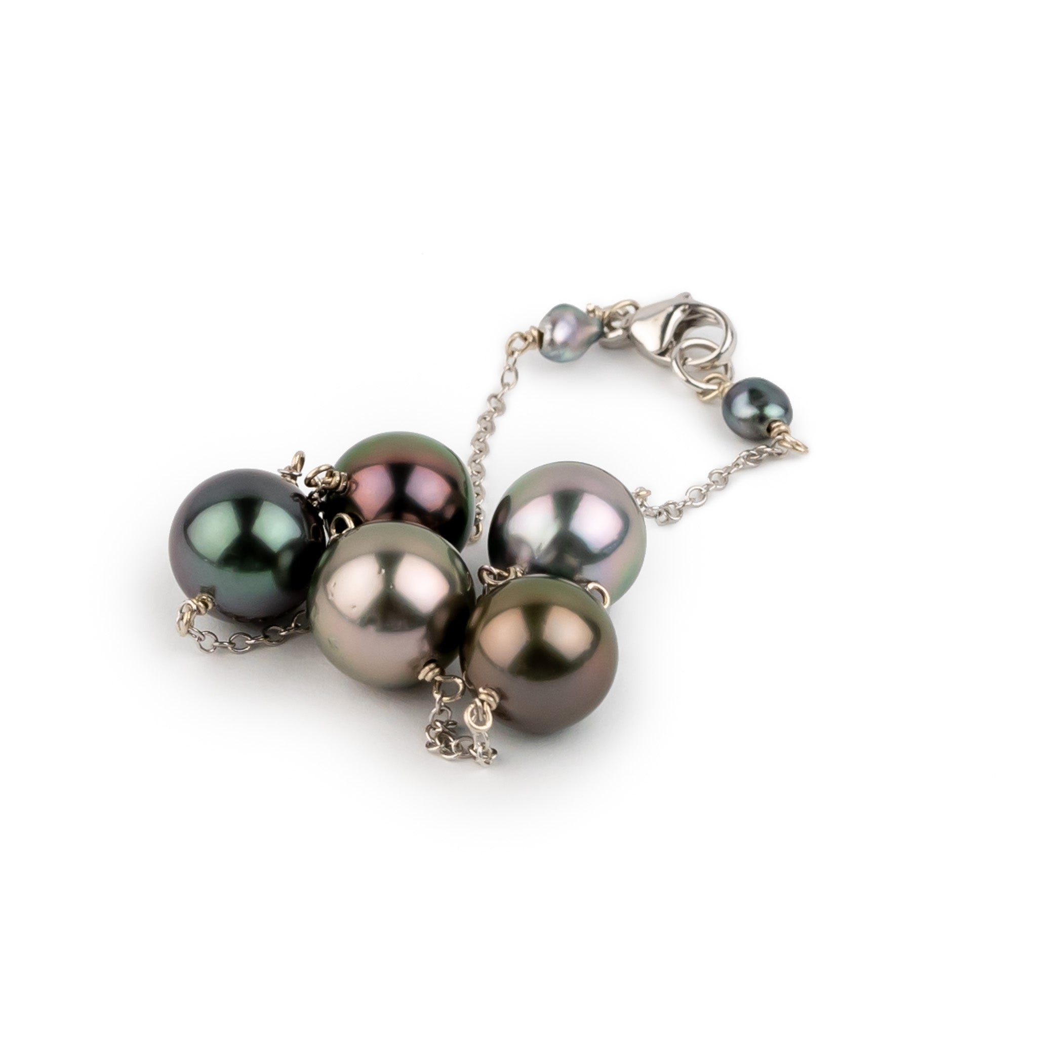 Precious Pinks Tahitian Pearl Tin Cup Bracelet on 14k White Gold