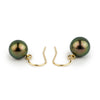 Golden Aubergine Peacock Tahitian Pearl Dangle Earrings