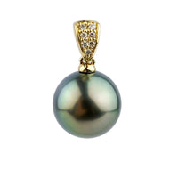 Tahitian Pearl & Diamond 12.4mm Maia Pendant on 14K Yellow Gold