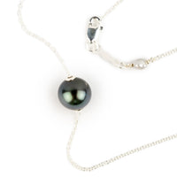 Deep Sea 9.4mm Tahitian Pearl Solitaire Necklace on Sterling Silver