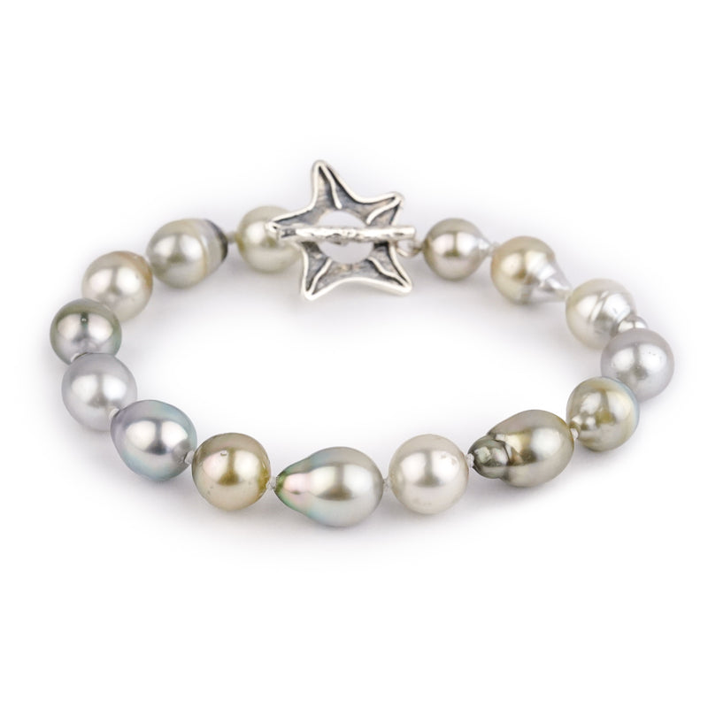 Light Silvery Drop 8.3-9.8mm Tahitian Pearl Bracelet