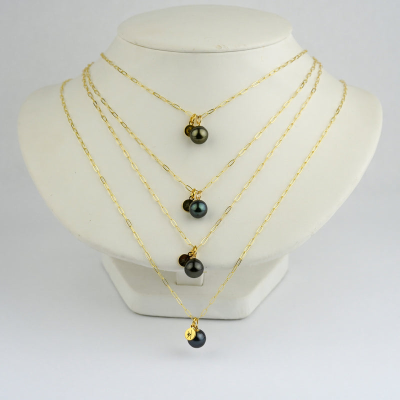 Midnight Tahitian Pearl Charm Necklace