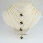 Peacock Green Tahitian Pearl Charm Necklace