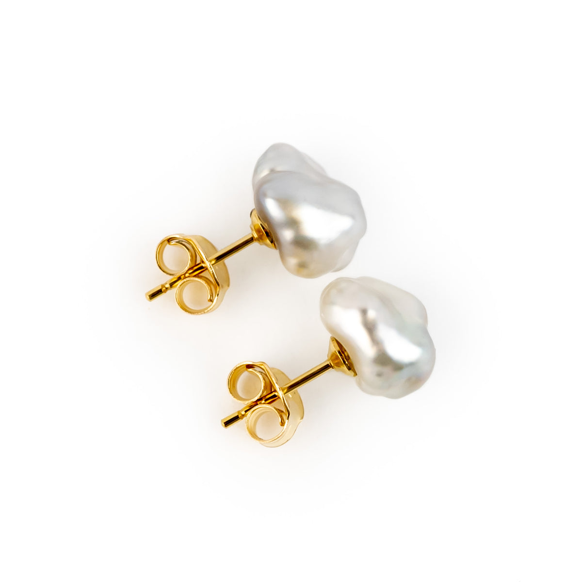 Iridescent Cloud Keshi Pearl Stud Earrings