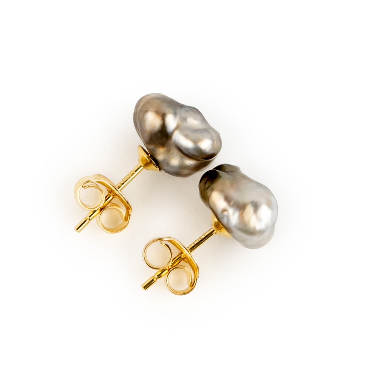 Deep Bronze Keshi Pearl Stud Earrings