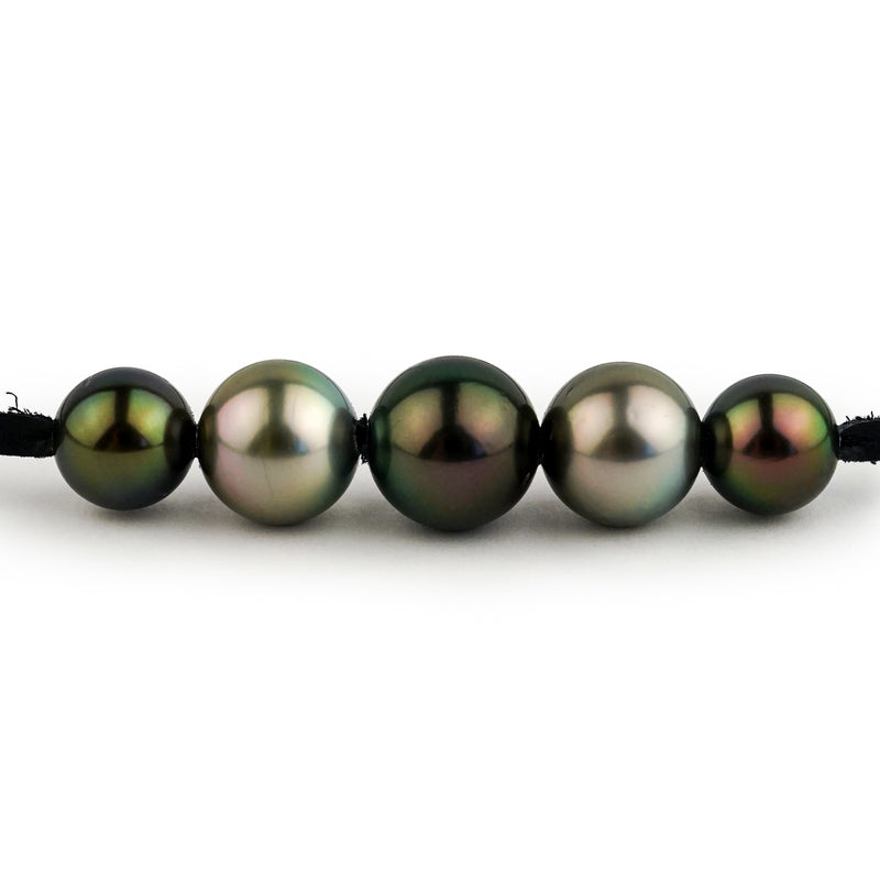 Quintuple Peacock Green 9.5-11.7mm Mana Pearl Necklace