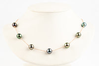 Passion Flower Tahitian Pearl Tin-Cup Necklace on 14k Rose Gold