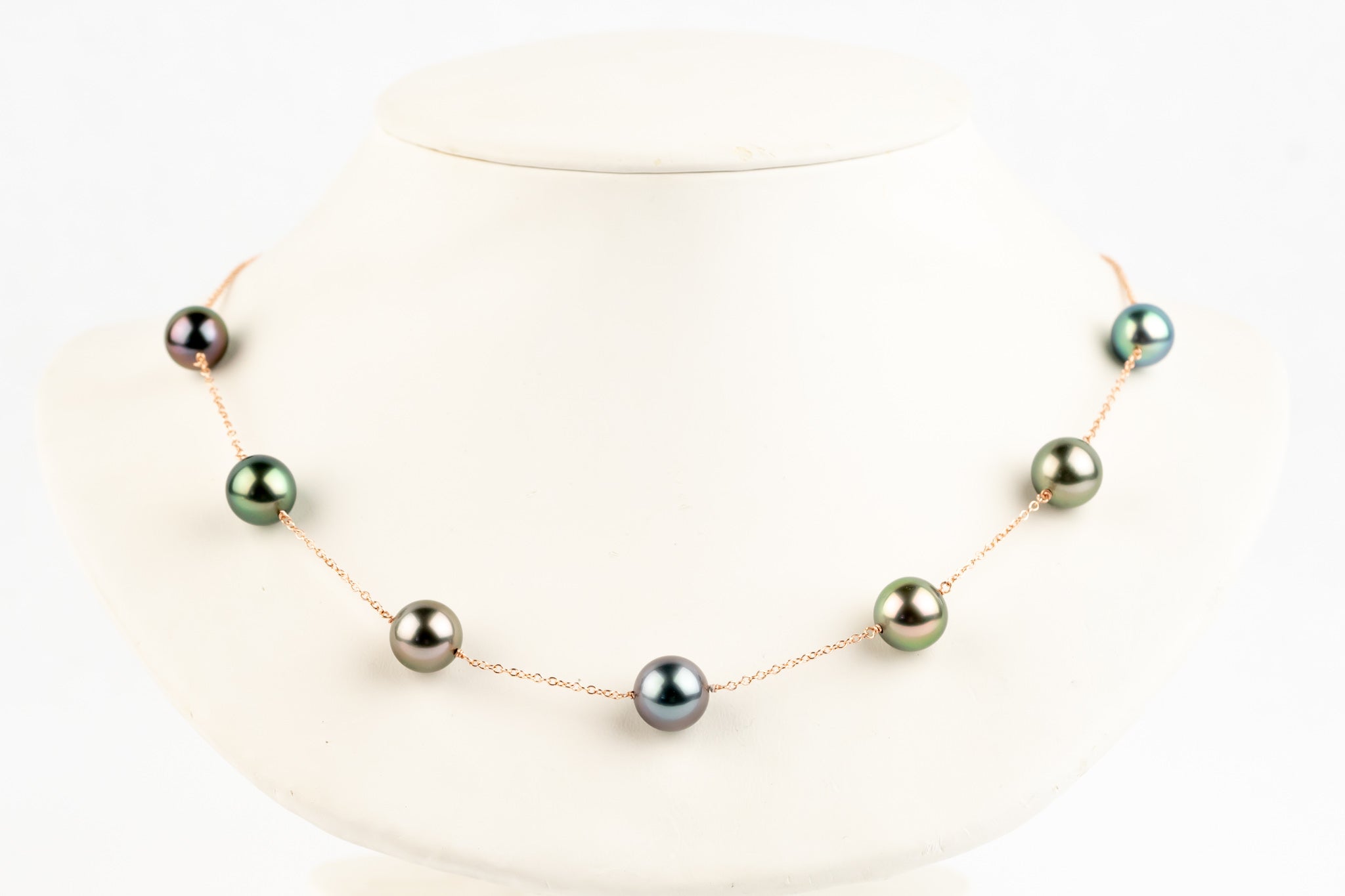 Passion Flower Tahitian Pearl Tin-Cup Necklace on 14k Rose Gold