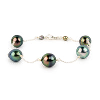 Sunset Skies Tin-Cup Tahitian Pearl Bracelet on Sterling Silver