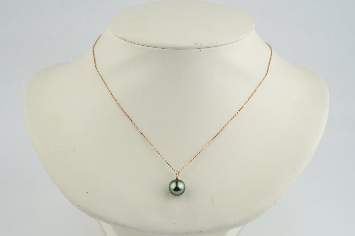Tahitian Aqua Blue Pearl & Diamond Éclat Necklace on 14KRG