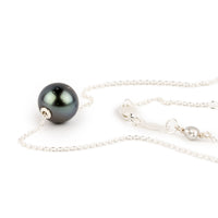 Deep Sea 9.4mm Tahitian Pearl Solitaire Necklace on Sterling Silver