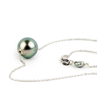 Blue-Pink 10.2mm Tahitian Pearl Solitaire Necklace on 14K White Gold