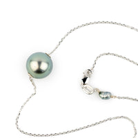 Blue-Pink 10.2mm Tahitian Pearl Solitaire Necklace on 14K White Gold