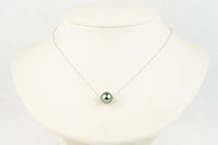 Blue-Pink 10.2mm Tahitian Pearl Solitaire Necklace on 14K White Gold