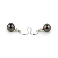 Tahitian Pearl & Diamond Aurora French Hook Earrings on 14K White Gold