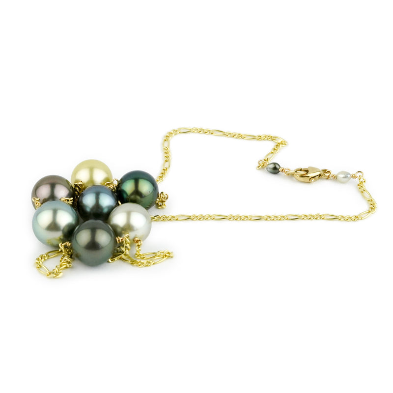 Multi-Colored Tin-Cup Tahitian Pearl Necklace