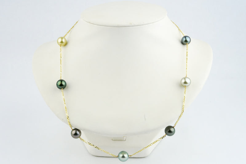 Multi-Colored Tin-Cup Tahitian Pearl Necklace