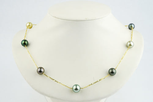 Multi-Colored Tin-Cup Tahitian Pearl Necklace