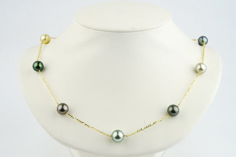 Multi-Colored Tin-Cup Tahitian Pearl Necklace