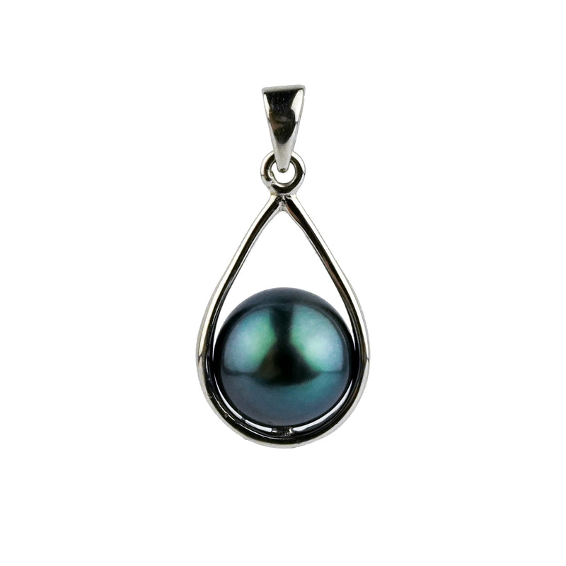 Deep Indigo Tahitian Pearl Teardrop Pendant