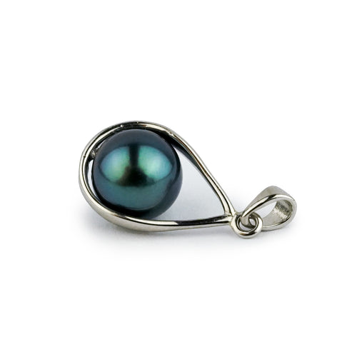 Deep Indigo Tahitian Pearl Teardrop Pendant