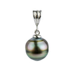 Multi-Colorful Circled 10.4mm Tahitian Pearl Pendant on Sterling Silver