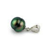 Vibrant Peacock Green Circled 10.2mm Tahitian Pearl Pendant on Sterling Silver