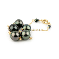 Tropical Midnight Baroque Tahitian Pearl Tin Cup Bracelet on 14K Yellow Gold