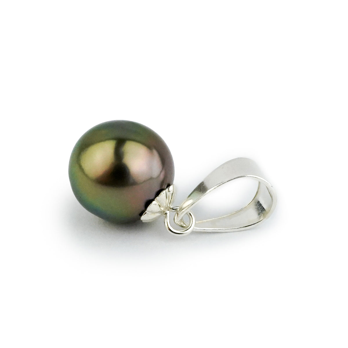 Plum Peacock Tahitian Pearl Pendant on Sterling Silver