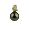 Chocolate Aubergine Tahitian Pearl & Diamond Asteria Pendant or Necklace on 14K Yellow Gold