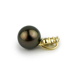 Chocolate Aubergine Tahitian Pearl & Diamond Asteria Pendant or Necklace on 14K Yellow Gold