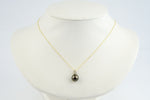 Chocolate Aubergine Tahitian Pearl & Diamond Asteria Pendant or Necklace on 14K Yellow Gold