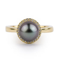 Tahitian Pearl & Diamond Halo Ring