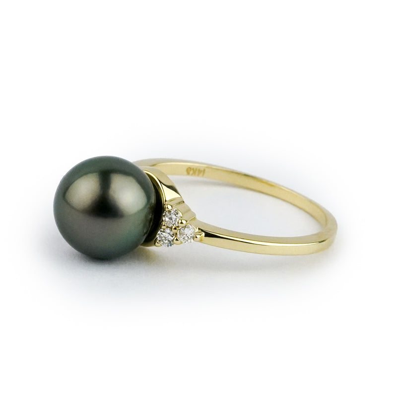 Tahitian Pearl & Diamond Toru Ring