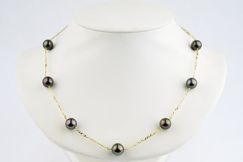 Aubergine Peacock Tin-Cup Tahitian Pearl Necklace