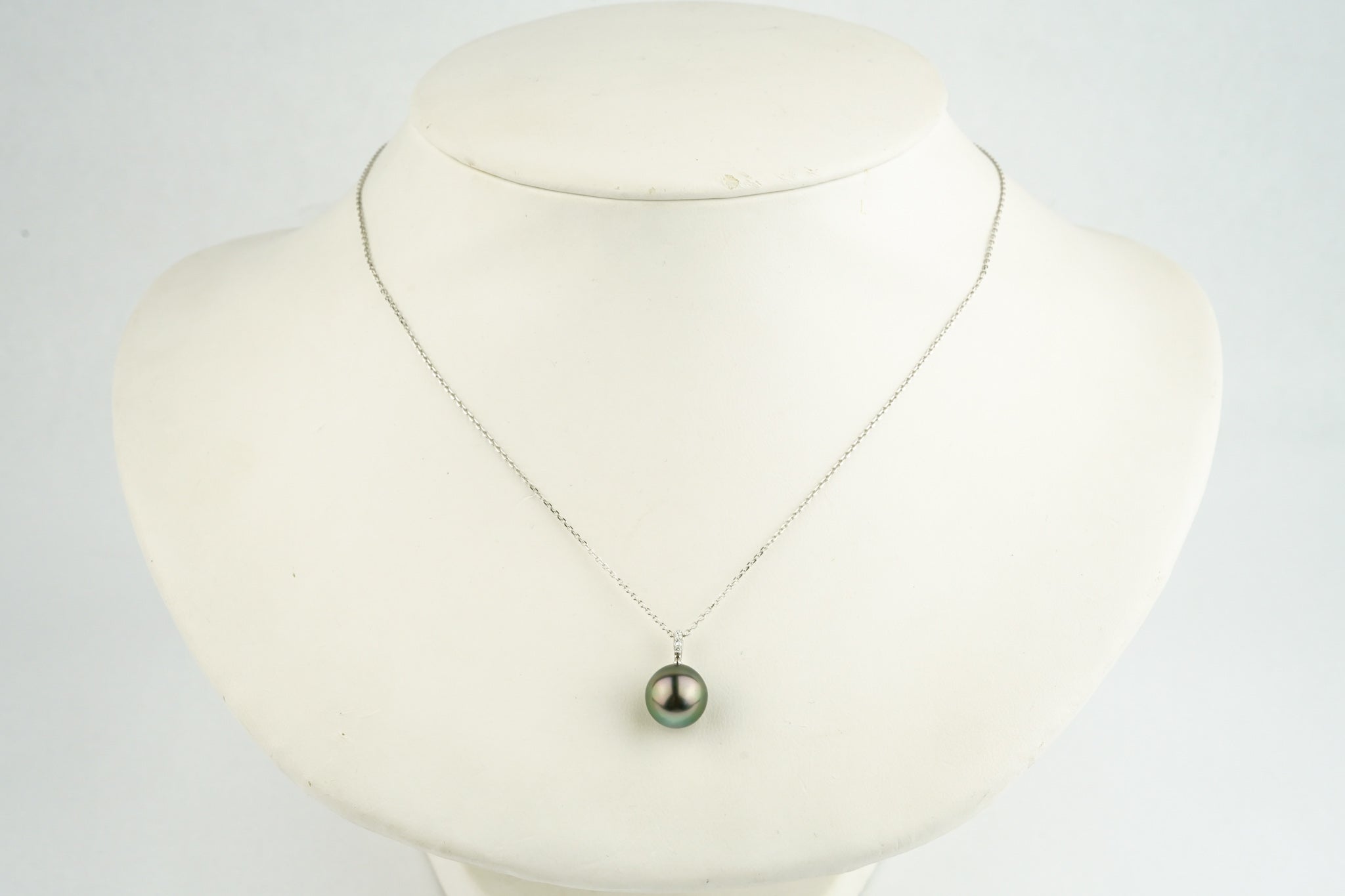 Tahitian Pink-Green Pearl & Diamond Éclat Necklace on 14KWG