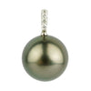 Tahitian Warm Green Pearl & Diamond Éclat Pendant or Necklace on 14KWG